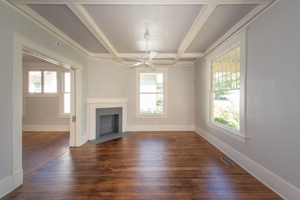 Coffered ceiling living room