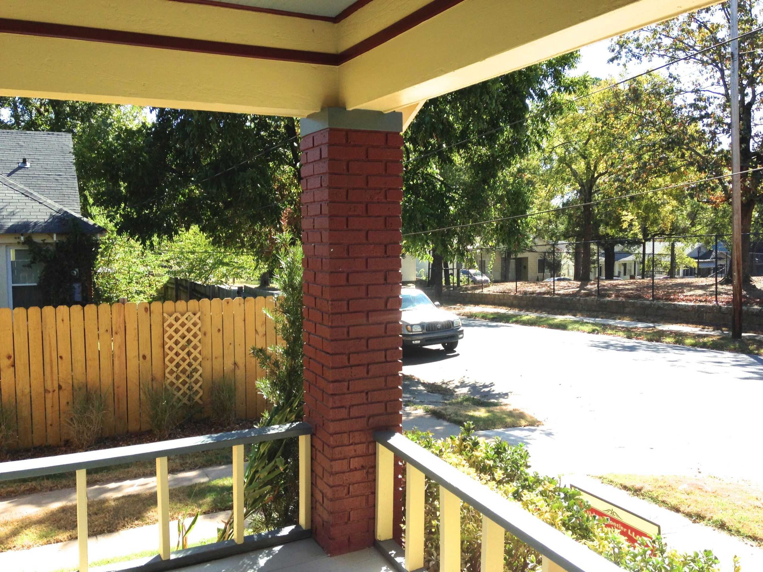 View to tennis courts in park.